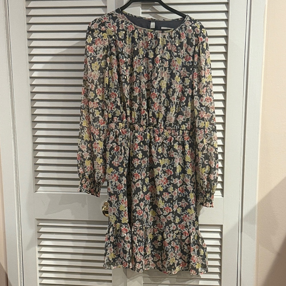 LOFT Vibrant Floral Long Sleeve Dress